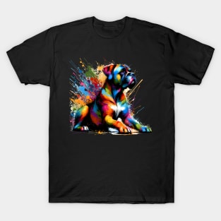 Vibrant Splashed Paint Perro de Presa Canario Art T-Shirt